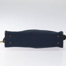 Christian Dior Trotter Canvas Hand Bag Navy Gold Auth 126815-5
