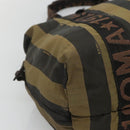 FENDI Pecan Canvas Tote Bag Nylon Brown Black Auth 126824-11