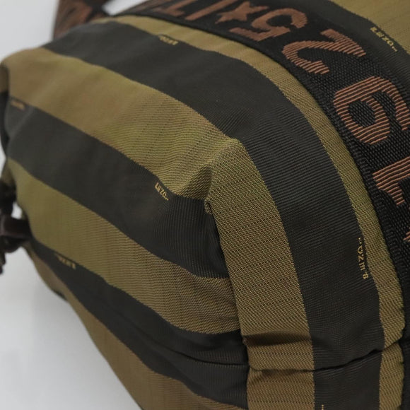 FENDI Pecan Canvas Tote Bag Nylon Brown Black Auth 126824