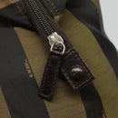 FENDI Pecan Canvas Tote Bag Nylon Brown Black Auth 126824-14