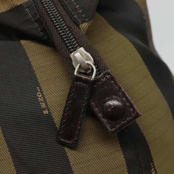 FENDI Pecan Canvas Tote Bag Nylon Brown Black Auth 126824