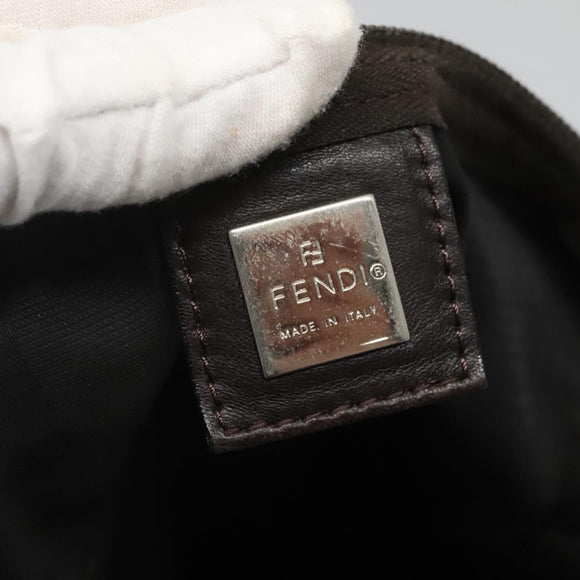 FENDI Pecan Canvas Tote Bag Nylon Brown Black Auth 126824