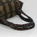 FENDI Pecan Canvas Tote Bag Nylon Brown Black Auth 126824-7