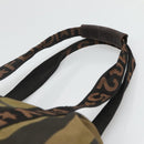 FENDI Pecan Canvas Tote Bag Nylon Brown Black Auth 126824-8