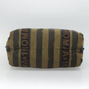 FENDI Pecan Canvas Tote Bag Nylon Brown Black Auth 126824-9