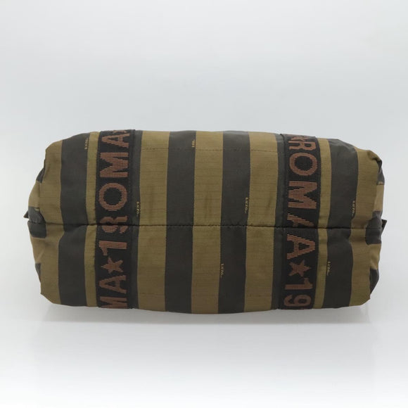 FENDI Pecan Canvas Tote Bag Nylon Brown Black Auth 126824