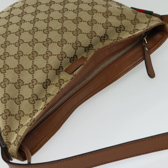 GUCCI GG Canvas Shoulder Bag Beige Silver 337598 Auth 126845