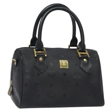 MCM Logogram Vicetos Hand Bag PVC Black Gold Auth 126847