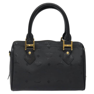 MCM Logogram Vicetos Hand Bag PVC Black Gold Auth 126847 - 0