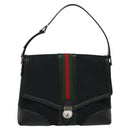 GUCCI Web Sherry Line GG Canvas Shoulder Bag Black Red Green Auth 126871-2
