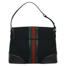 GUCCI Web Sherry Line GG Canvas Shoulder Bag Black Red Green Auth 126871-3