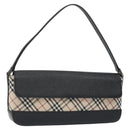 BURBERRY Nova Check Shoulder Bag Canvas Leather Beige Silver Auth 126873V-1
