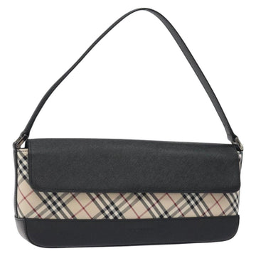 BURBERRY Nova Check Shoulder Bag Canvas Leather Beige Silver Auth 126873V