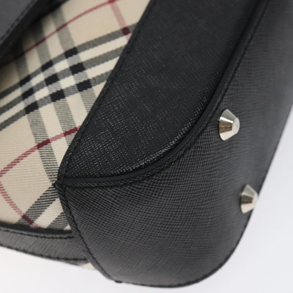 BURBERRY Nova Check Shoulder Bag Canvas Leather Beige Silver Auth 126873V