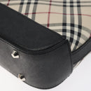BURBERRY Nova Check Shoulder Bag Canvas Leather Beige Silver Auth 126873V-12