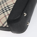 BURBERRY Nova Check Shoulder Bag Canvas Leather Beige Silver Auth 126873V-13