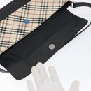 BURBERRY Nova Check Shoulder Bag Canvas Leather Beige Silver Auth 126873V-14