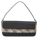 BURBERRY Nova Check Shoulder Bag Canvas Leather Beige Silver Auth 126873V-2