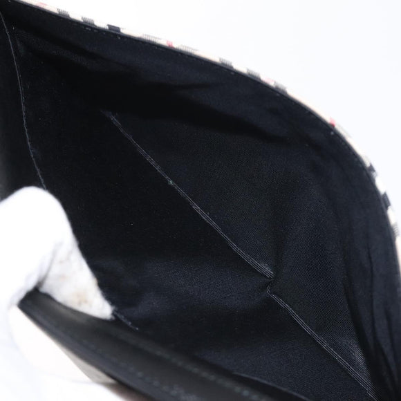 BURBERRY Nova Check Shoulder Bag Canvas Leather Beige Silver Auth 126873V