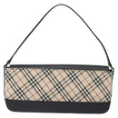 BURBERRY Nova Check Shoulder Bag Canvas Leather Beige Silver Auth 126873V-3