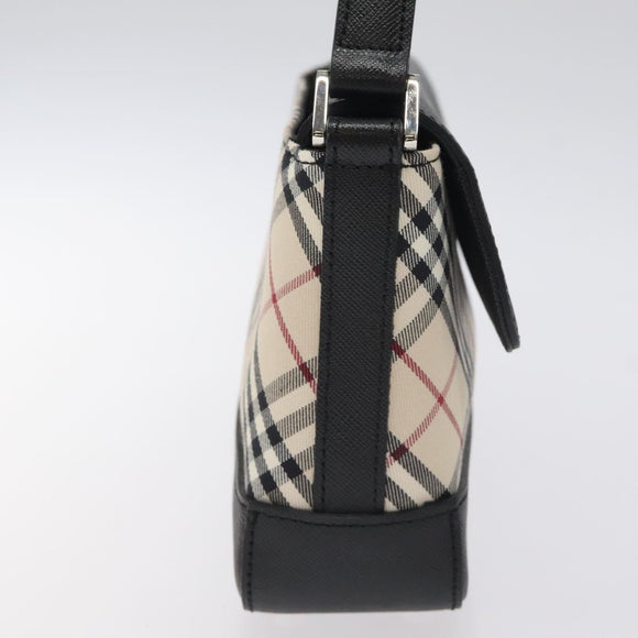BURBERRY Nova Check Shoulder Bag Canvas Leather Beige Silver Auth 126873V