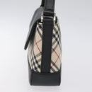 BURBERRY Nova Check Shoulder Bag Canvas Leather Beige Silver Auth 126873V-5
