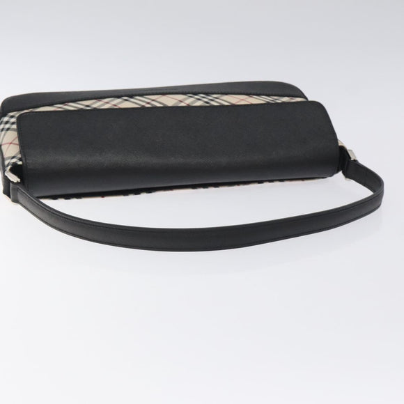 BURBERRY Nova Check Shoulder Bag Canvas Leather Beige Silver Auth 126873V