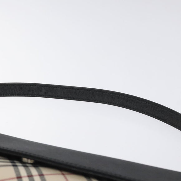 BURBERRY Nova Check Shoulder Bag Canvas Leather Beige Silver Auth 126873V