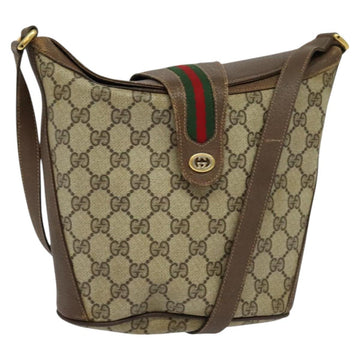 GUCCI Web Sherry Line GG Supreme Shoulder Bag PVC Beige 904 02 081 Auth 126882