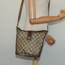 GUCCI Web Sherry Line GG Supreme Shoulder Bag PVC Beige 904 02 081 Auth 126882-21