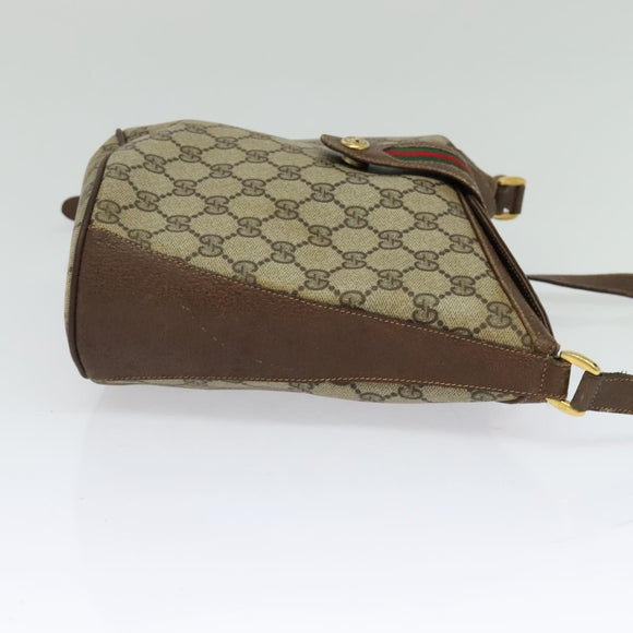 GUCCI Web Sherry Line GG Supreme Shoulder Bag PVC Beige 904 02 081 Auth 126882