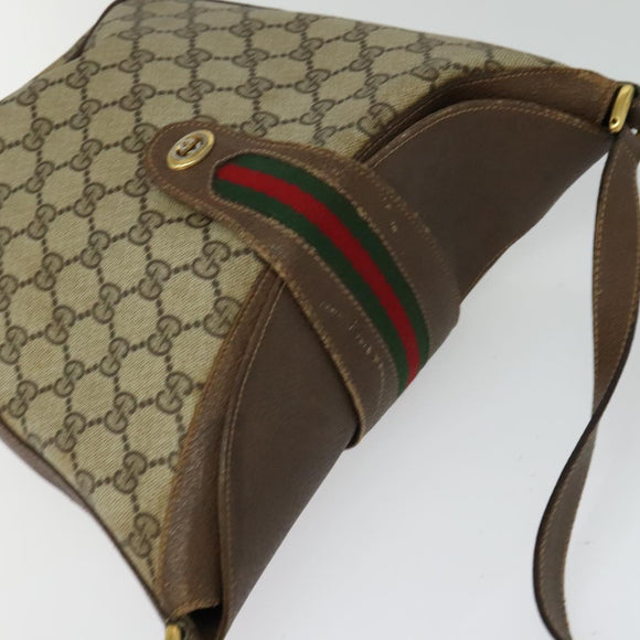 GUCCI Web Sherry Line GG Supreme Shoulder Bag PVC Beige 904 02 081 Auth 126882