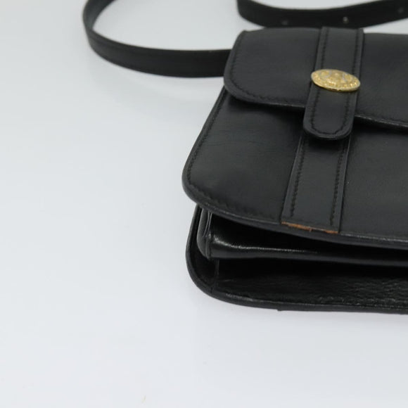 CELINE Shoulder Bag Leather Black Gold Auth 126895