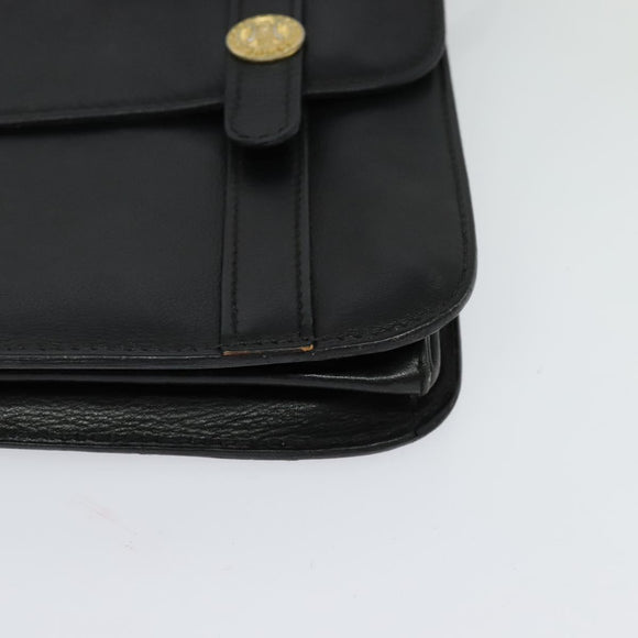 CELINE Shoulder Bag Leather Black Gold Auth 126895