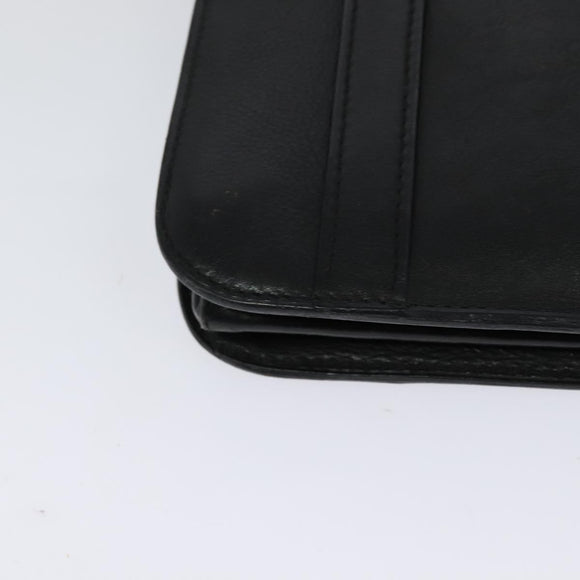 CELINE Shoulder Bag Leather Black Gold Auth 126895