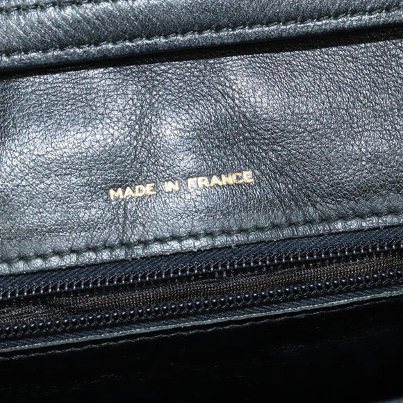 CELINE Shoulder Bag Leather Black Gold Auth 126895