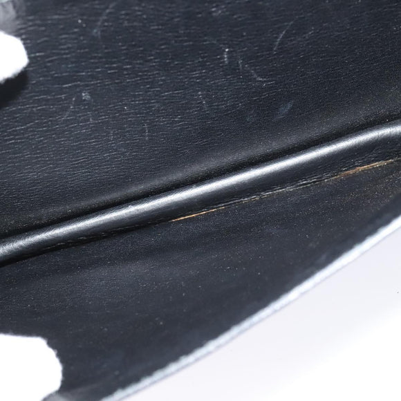 CELINE Shoulder Bag Leather Black Gold Auth 126895