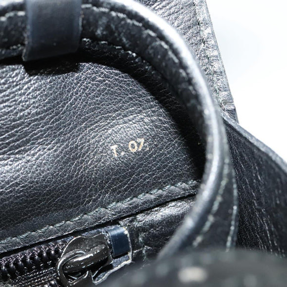 CELINE Shoulder Bag Leather Black Gold Auth 126895