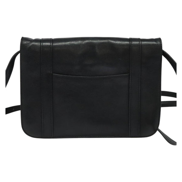 CELINE Shoulder Bag Leather Black Gold Auth 126895