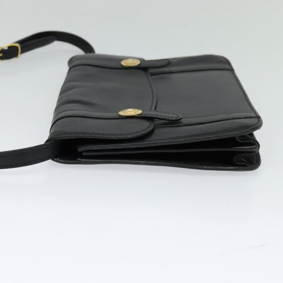 CELINE Shoulder Bag Leather Black Gold Auth 126895