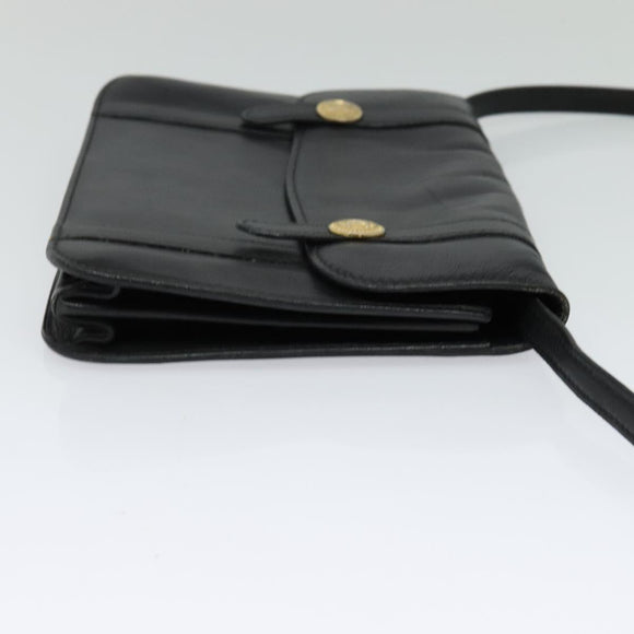 CELINE Shoulder Bag Leather Black Gold Auth 126895