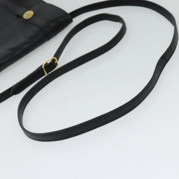 CELINE Shoulder Bag Leather Black Gold Auth 126895