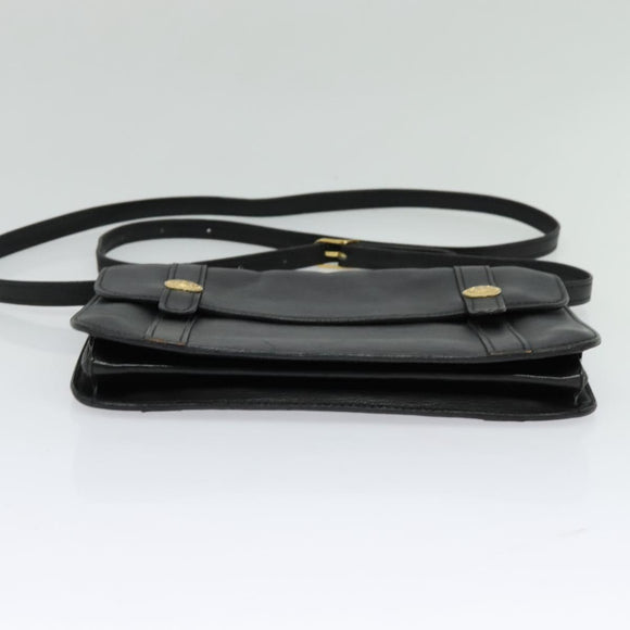 CELINE Shoulder Bag Leather Black Gold Auth 126895