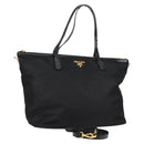 PRADA Tote Bag Nylon 2way Black Gold Auth 126914V-1