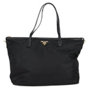 PRADA Tote Bag Nylon 2way Black Gold Auth 126914V-2