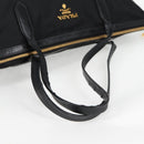 PRADA Tote Bag Nylon 2way Black Gold Auth 126914V-7