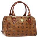 MCM Logogram Vicetos Hand Bag PVC Leather Brown Gold Auth 126915-1