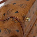 MCM Logogram Vicetos Hand Bag PVC Leather Brown Gold Auth 126915-14