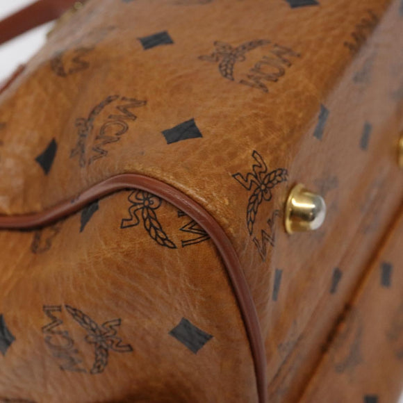 MCM Logogram Vicetos Hand Bag PVC Leather Brown Gold Auth 126915