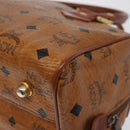 MCM Logogram Vicetos Hand Bag PVC Leather Brown Gold Auth 126915-15